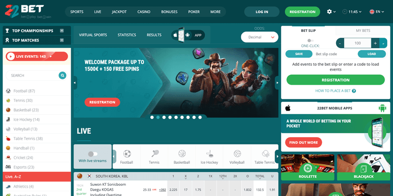 22Bet Casino etusivu